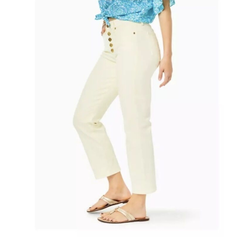 Lilly Pulitzer Pastel Yellow Ankle Straight Jeans 6